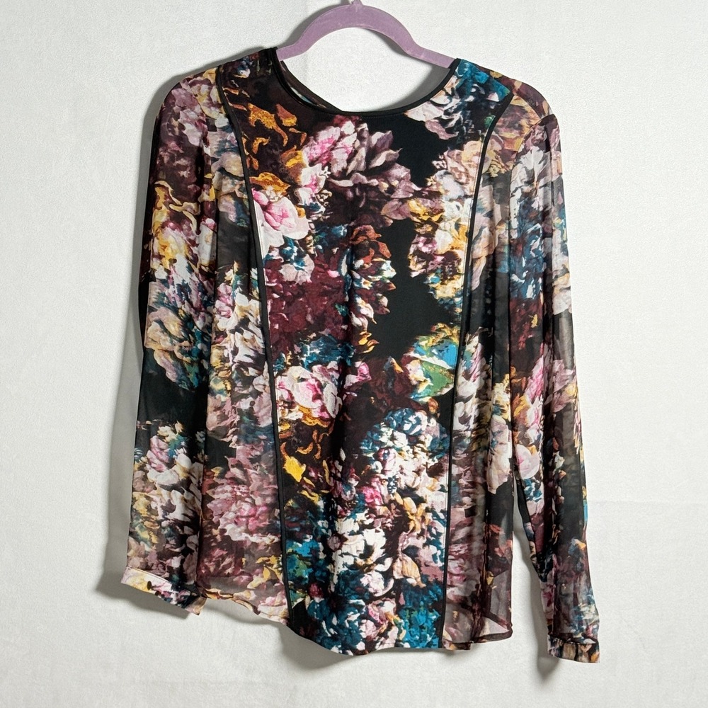 Womens‎ Large Sheer Floral Button Back Long Sleeve Blouse colors detailing fairy